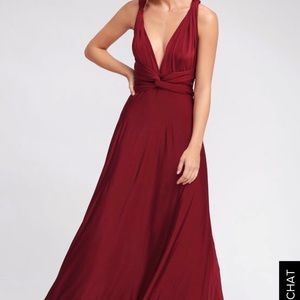ALWAYS STUNNING CONVERTIBLE BURGUNDY MAXI DRESS (M